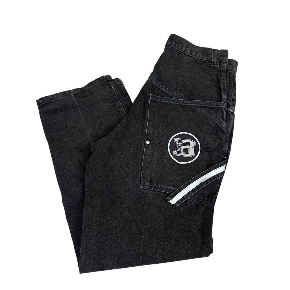 VINTAGE BOSS Jeans Men 31x32 Black Carpenter Baggy Loose Faded Skater USA Y2K